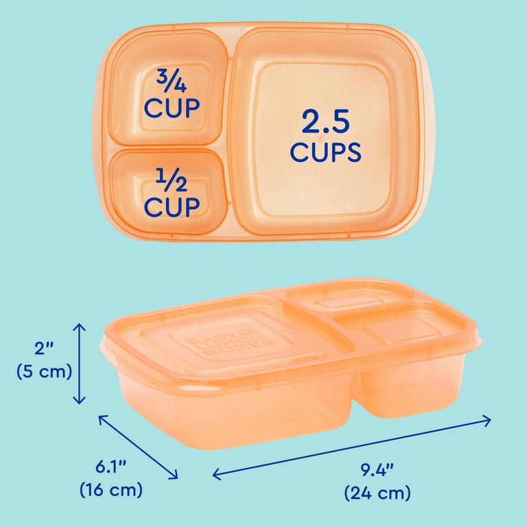 easylunchboxes 3-compartment bento lunch box containers set of 4 bpa-free  easy-open lids not from