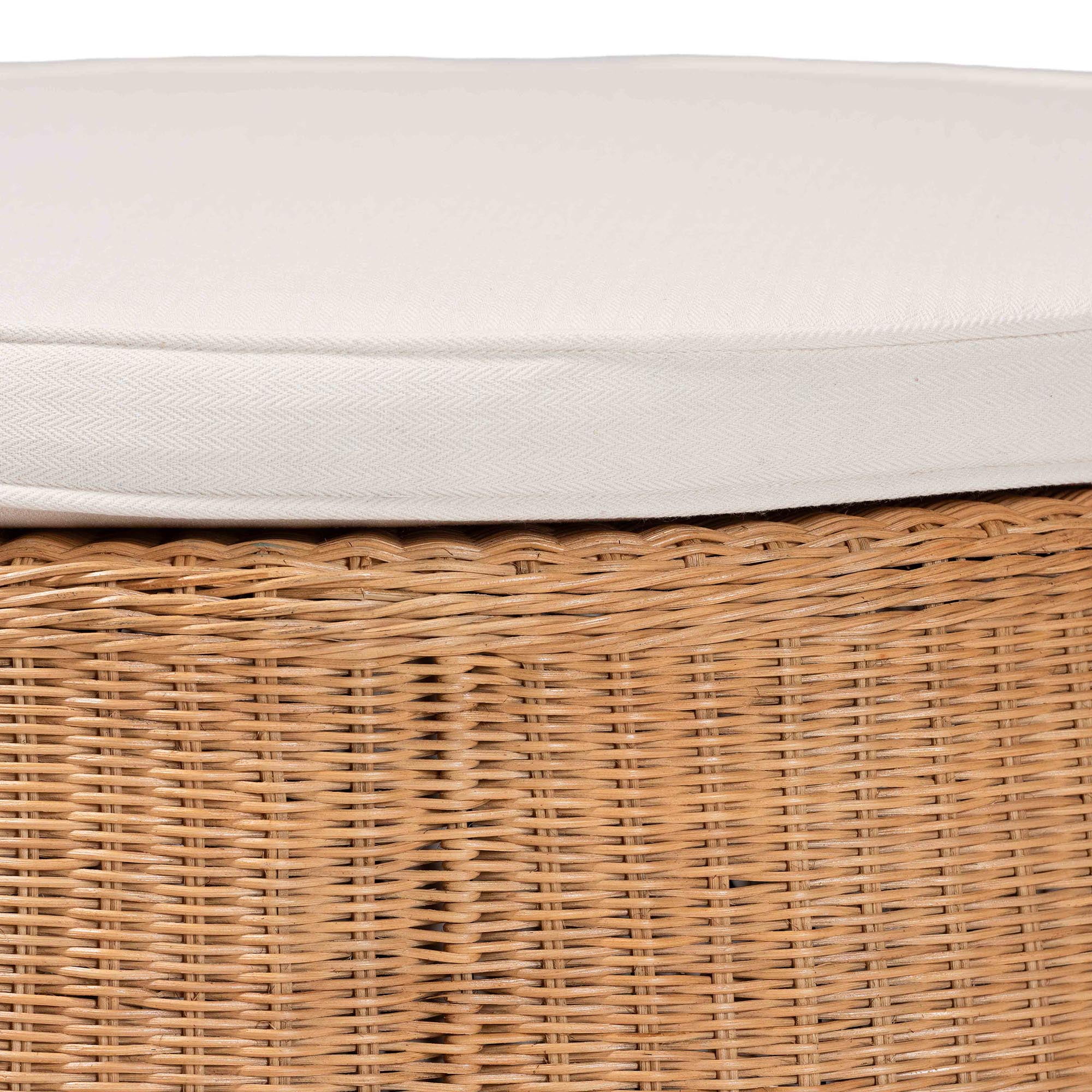 bali & pari Palm Boho Ottoman, 32"W, Round, Light Honey