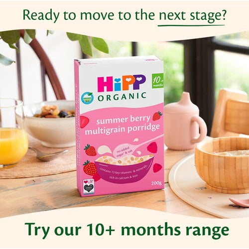 HiPP Organic Banana & Blueberry Porridge Baby Food Jar 7+ Months 160g, British Import (Pack of 3)