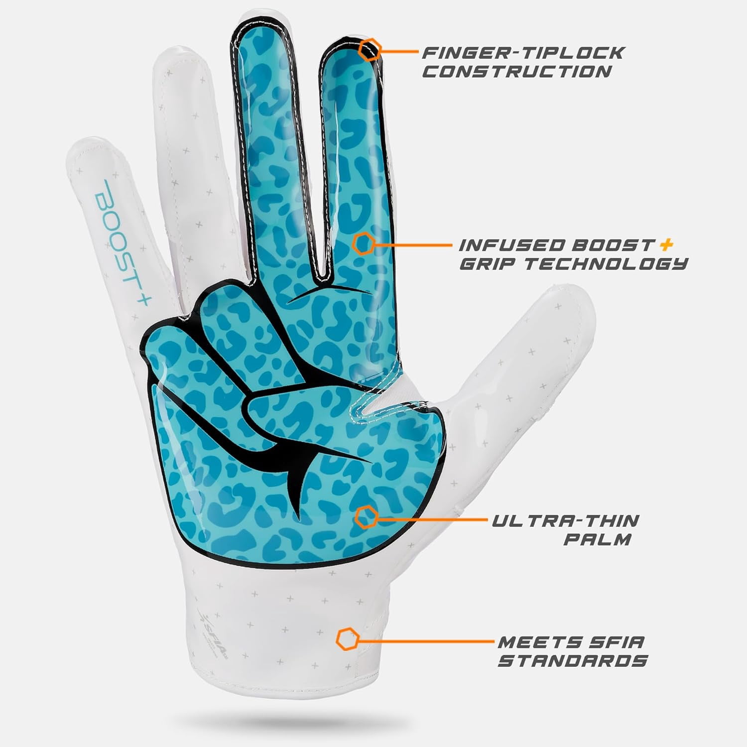 Football Gloves Peace Stealth 6.0 Boost Plus Technology Men's Receiver Gloves - Adult and Youth Sizes