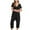 Black, variant on TAGOLD Womens Summer Pants,Fashion Women Casual Short Sleeve Jumpsuit Solid Jumpsuits Wide Pocket Leg Pant