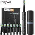 thumbnail image 3 of Cepillo de dientes eléctrico sónico Fairywill, recargable por USB, E11, resistente al agua, 8 cabezales de repuesto para adultos, 3 of 5