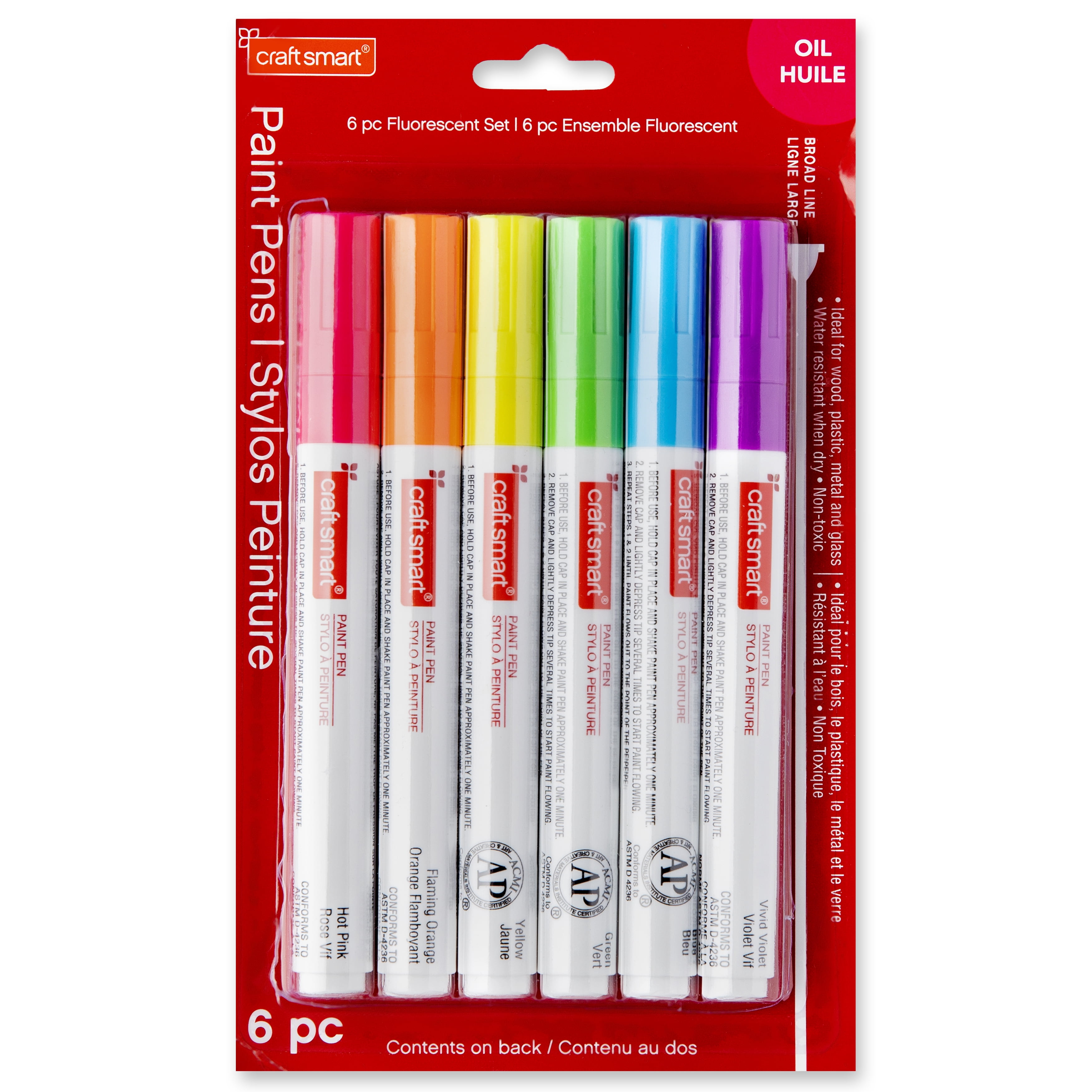 12 Packs: 6 ct. (72 total) Fluorescent Broad Line Paint Pen Set by Craft Smart