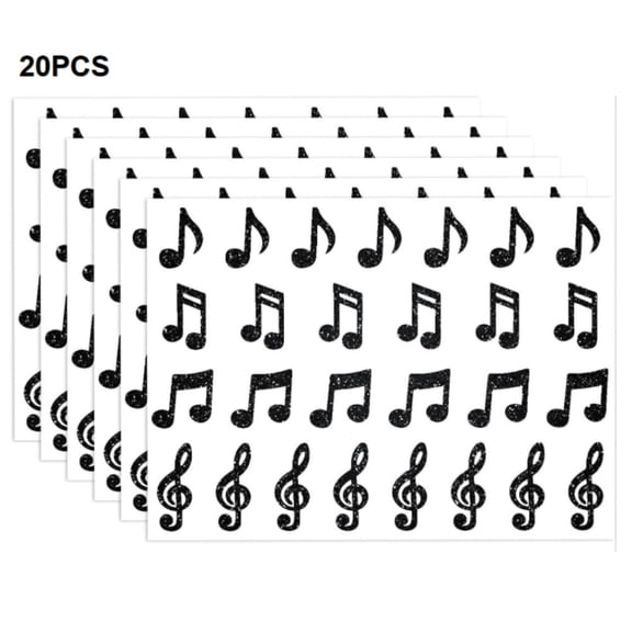 RoverTrail 20 Sheets Music Note Stickers Gold and Black, Waterproof Teacher Reward Stickers for Classroom Motivation, Easy Peel Decorative Labels
