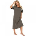 thumbnail image 4 of WBQ Long Nightgown, Womens V Neck Loungewear Oversized Sleepwear Loose Sleep Dress Gray Tag M/US 8, 4 of 6