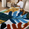 thumbnail image 2 of Creowell Durable Soft Flannel Blanket Leaves Pattern Multifunctional 50*60in, 2 of 7