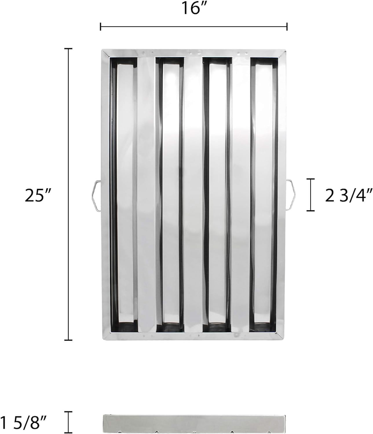 TrueCraftware- 16" W x 25" H Stainless Steel Commercial Kitchen Hood Filter - Restaurant Hood Filters Range Hood Filter Range Hood Baffle Grease Filter for Restaurant Kitchen Exhaust Hoods