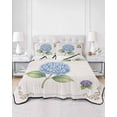 thumbnail image 2 of Quilt King Size Bedding Set, Blue Hydrangea Floral Reversible Summer Quilt 3 Pieces, Farmhouse Flowers Blossom Lightweight Bedspreads Coverlets with 2 Pillow Shams for All Seasons, 2 of 5