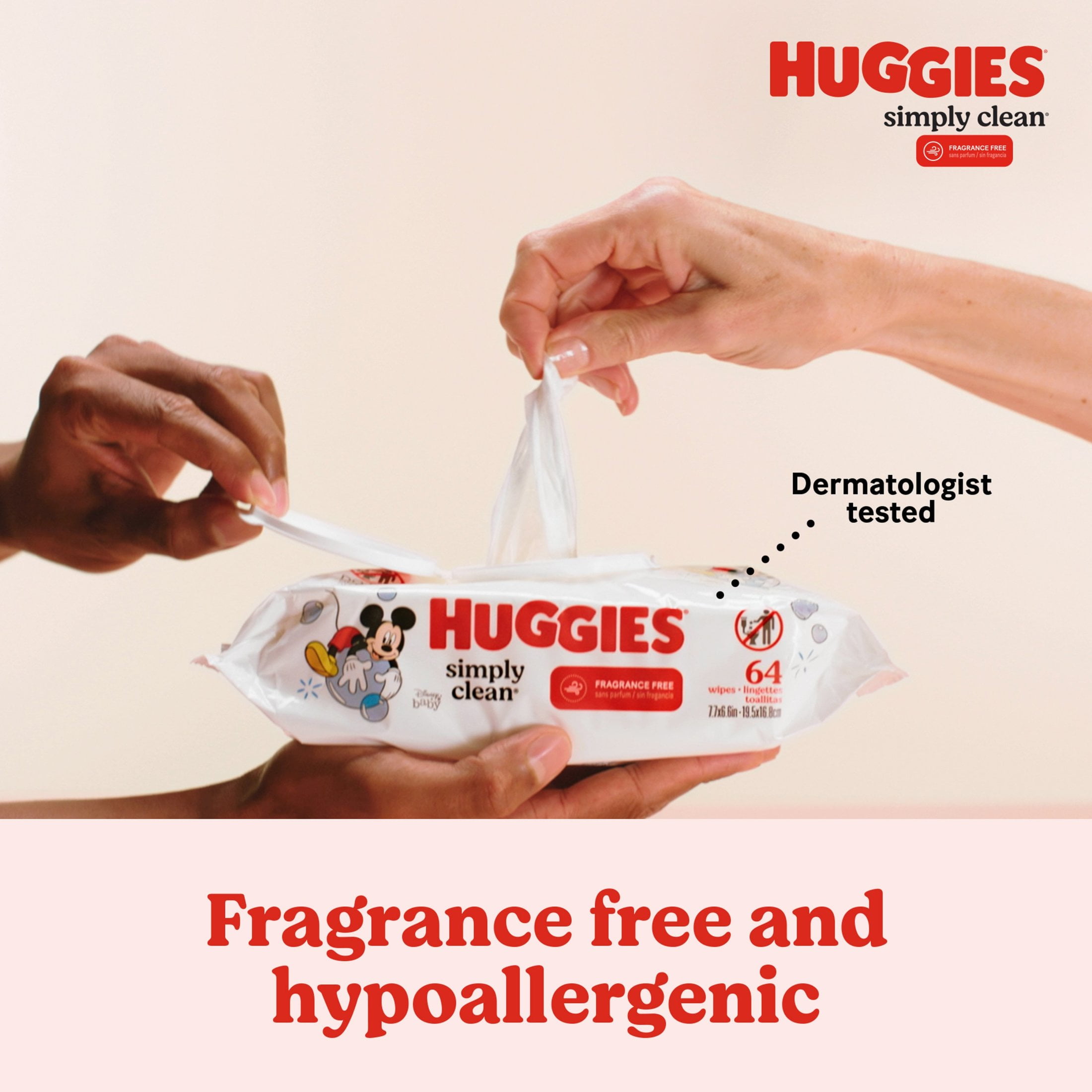 Huggies Simply Clean Unscented Baby Wipes, 6 Flip-Top Packs (384 Wipes Total)