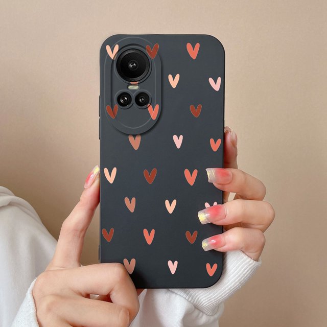 Cases For Oppo Reno 10 Pro 5G Heart Butterfly Full Protection Soft Liquid Silicone Black Phone Cover For Oppo Reno10Pro Funda TYB5 OPPO Reno 10 Pro