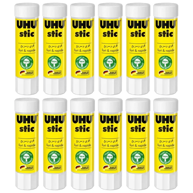 Barra de pegamento UHU Stic transparente sin disolventes 8 g paquete de 12