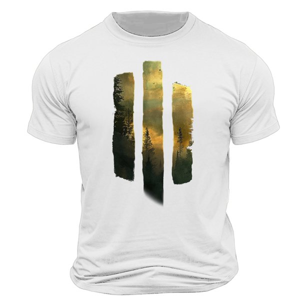 Camisa Casual de Cuello de la Tripulación de la Impresión de la Selva de Manga Corta Top Ligero de Poliéster para los Hombres, Camiseta de Manga Corta para el Uso Diario de Primavera Verano