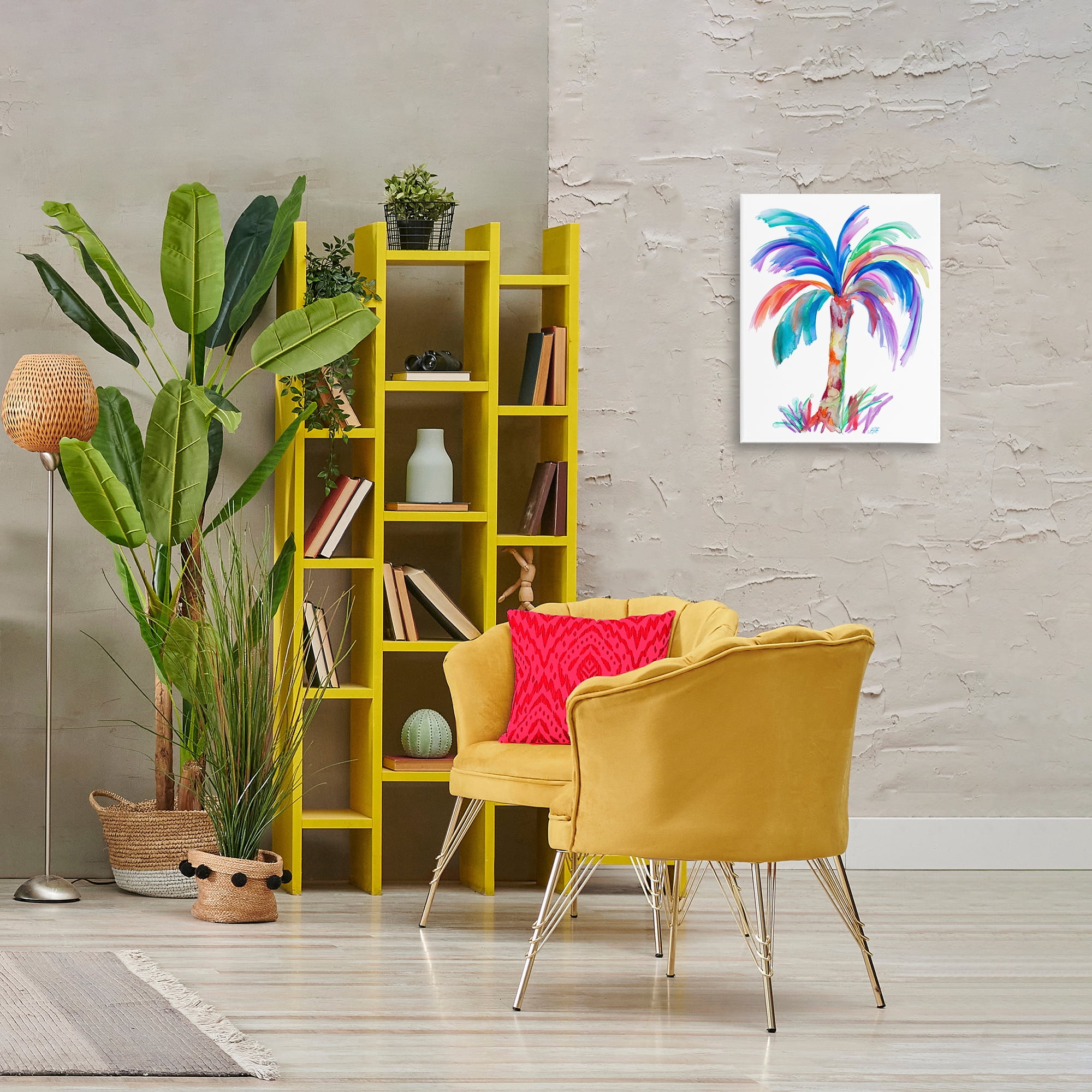 Stupell Industries Bold Palm Tree Botanical & Floral Painting Gallery Wrapped Canvas Art Print Wall Art, 16 x 20
