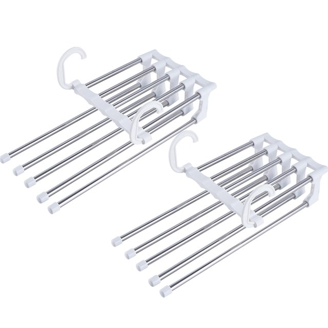 Percha multifuncional para pantalones, 2 piezas, ahorro de espacio, perchas plegables ajustables para ropa, estante para pantalones, organizador de armario para Hotel, balcón, hogar blanco Sunnimix Perchero para pantalones