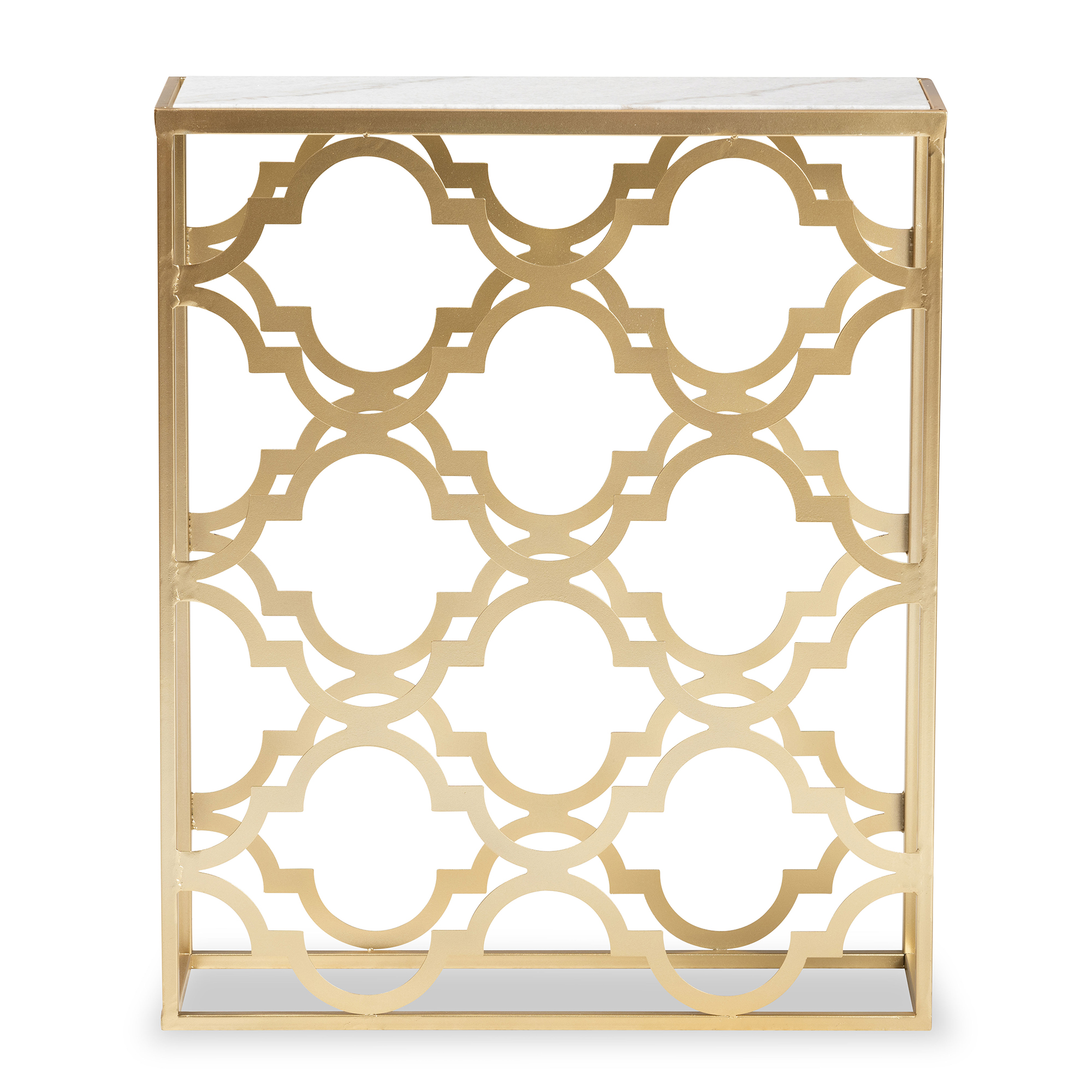 Baxton Studio Calanthe Modern Metal and Marble Top Console Table, Gold