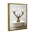 thumbnail image 4 of Stupell Industries Vintage Bathroom Deer Animals & Insects Painting Gold Floater Framed Art Print Wall Art, 17 x 21, 4 of 10