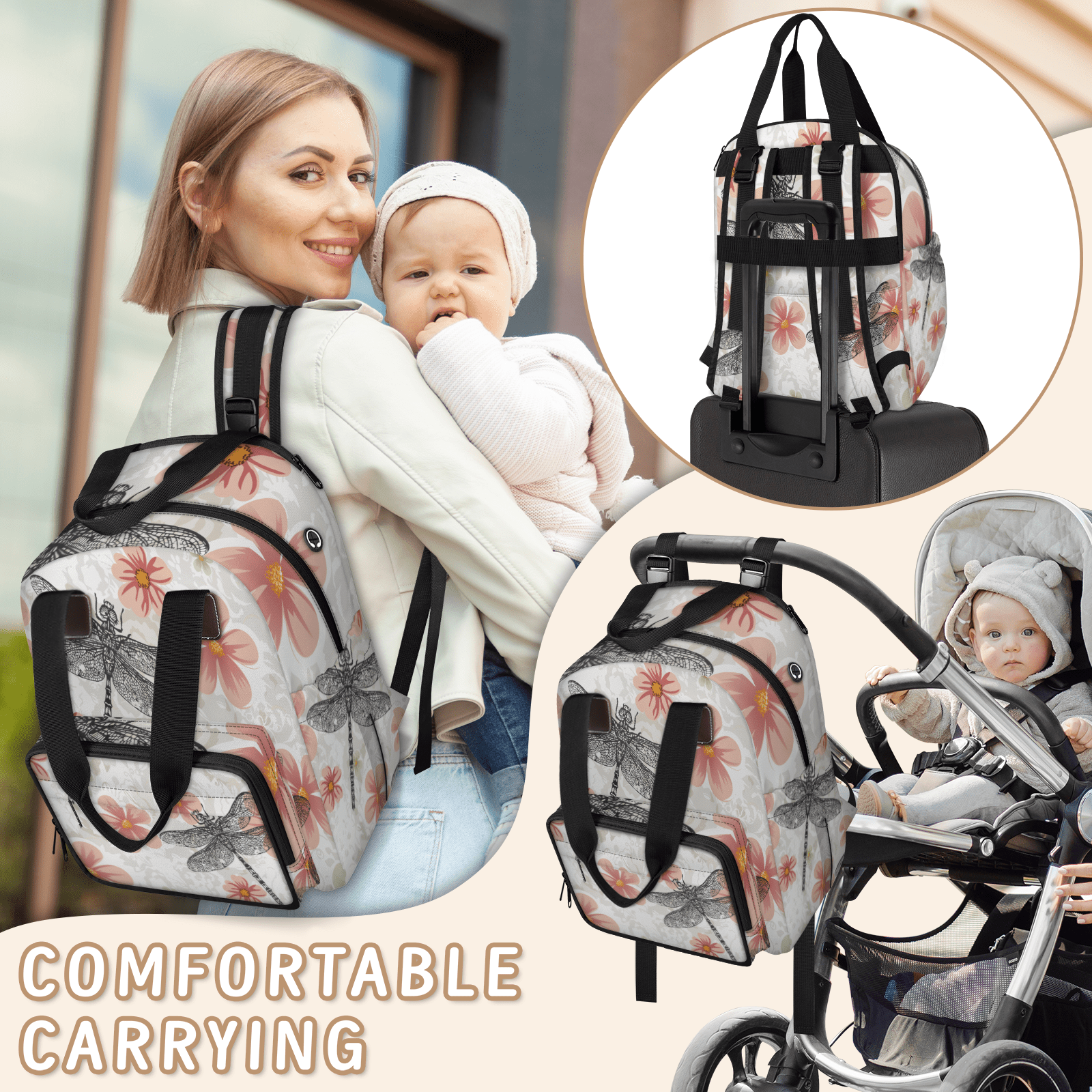 Diaper Bag Backpack,Multifunction Baby Travel Bag with USB Charging Port,Insulated Pocket,Stroller Straps,Maternity Backpack