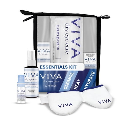 Amcon Viva Dry Eye Care Essentials Kit – 3-Step Relief with Hypochlorous Eyelid Spray, Dry Eye Mask & Hydrating Eye Drops