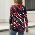 thumbnail image 3 of HAVUITYY Independence Day 3/4 Sleeve Sweaters for Womens, Fashionable American Flag 4th of July Womens Tops, Women's Lightweight Spring Casual Blouse, 3 of 5