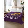 thumbnail image 2 of California King Flat Sheet 108"x98", Purple Sunshine Sunflower Soft Lightweight Bedding Flat Sheets Only, Pastoral Bees Farmhouse Floral Brushed Microfiber Top Bed Sheet, Breathable Bedsheets, 2 of 9