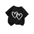 thumbnail image 3 of Byoo Toddler Girl's Cute Double Heart Graphic Tee Shirt Short Sleeve Crewneck Casual T-Shirt Soft Breathable Daily Wear Top, 3 of 5