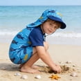 thumbnail image 6 of lnmuld Boys 2 Piece Cartoon Pattern Hooded Rash Guard and Trunks Swim Set Size:3-4 Years, 6 of 7
