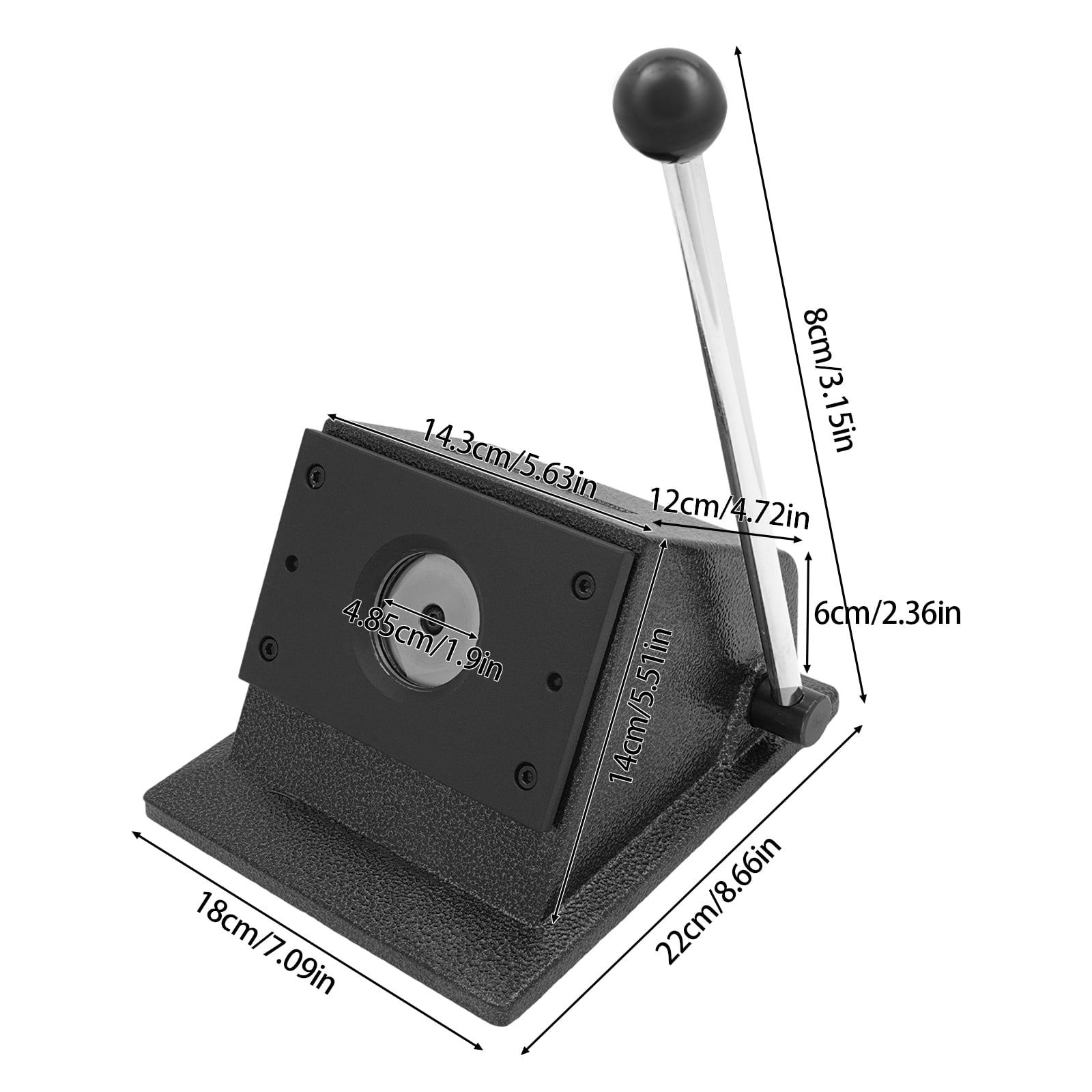 1.9in Black Round Corner Cutter Manual Graphic Punch Die Cutter Round for A4 Paper Photo Paper Copperplate Paper