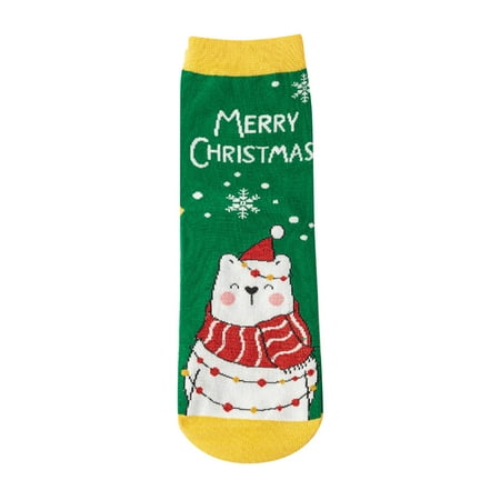 

kpoplk Christmas Socks For Women Ladies Christmas Stockings Casual Fashion Cartoon Printing Cotton Socks(T)