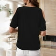 thumbnail image 3 of Uaswgudfs Women's Cold Shoulder Blouse & Henley Tee, Casual Basic Off Shoulder Open Shoulder Short Sleeve Tops, 3 of 6