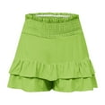 thumbnail image 6 of Lroveb Shorts for Women 2024 Summer High Waisted Ruffle Shorts Floral Pleated Hem Casual Pants Flowy Beach Shorts Fluorescent Green, 6 of 7