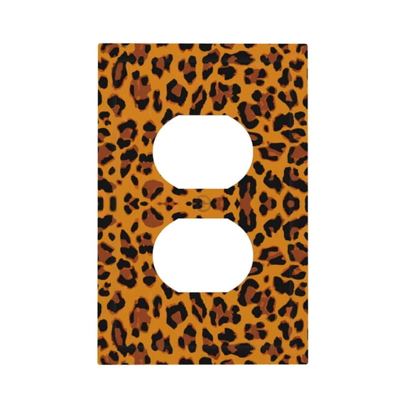 DouZhe 1-Gang Duplex Outlet Cover, Orange Leopard Print Fashion Decorative Wall Plates