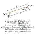 thumbnail image 2 of Amerock Bar Pulls 21-7/16 inch (544mm) Center-to-Center Champagne Bronze Cabinet Pull, 2 of 3