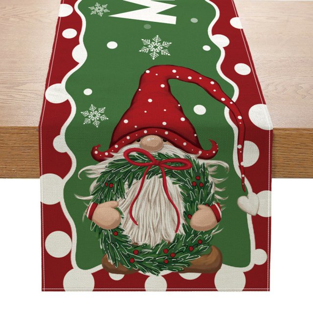 Linen table mat small tablecloth table mat table runner new Christmas decoration creative printing dining table