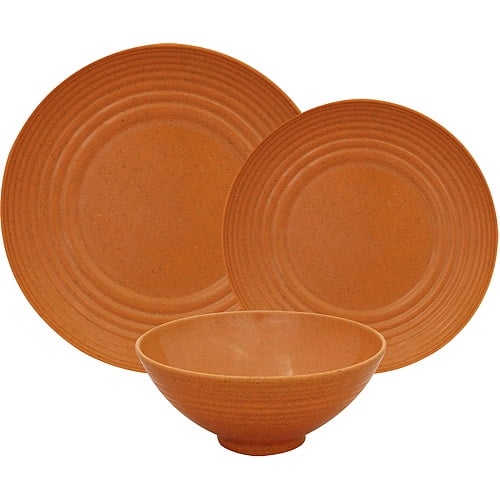 Gourmet Home Products Ribbed Bamboo Melamine 12Piece Dinnerware Set
