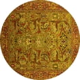 thumbnail image 1 of Ahgly Company Machine Washable Indoor Round Oriental Yellow Traditional Area Rugs, 3' Round, 1 of 4
