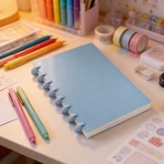 MTBLYS Plain Coloured Button Fastened Ring Notebook Paper 5 Colors Spiral Binder Office Meeting Use