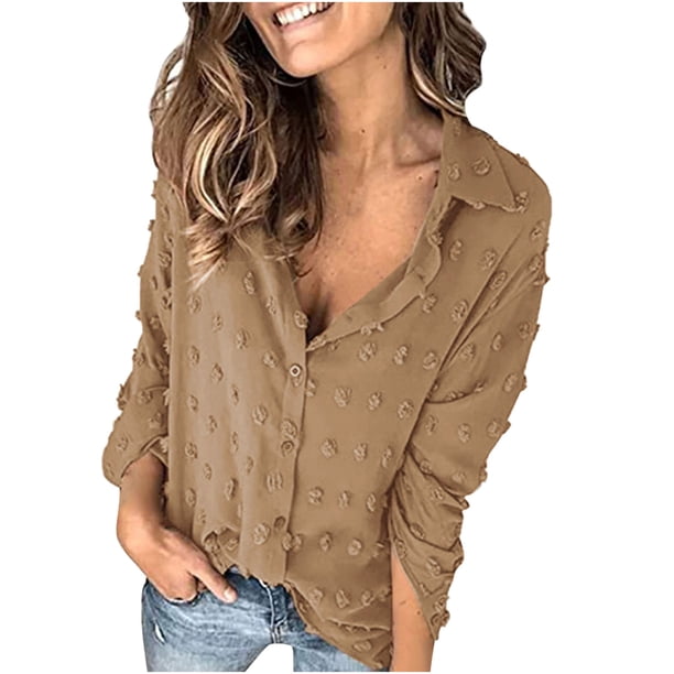 Tops de Mujer Blusa Casual Elegante Camisas de Manga Larga Camisa de Un Solo Pecho Camisa de Solapa Suelta Odeerbi ODB165842