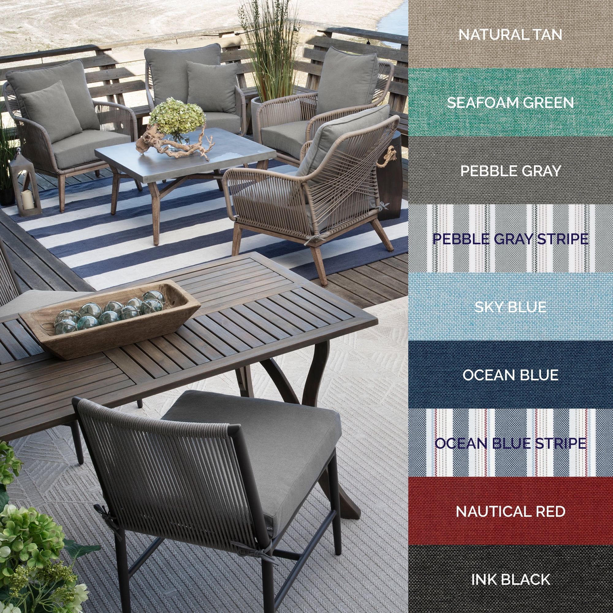 ARDEN Oceantex Outdoor Seat Cushion 21 x 21, Pebble Gray