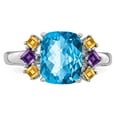 thumbnail image 3 of Auriga Fine Jewelry 925 Sterling Silver Rhodium Light Swiss Blue Topaz, Amethyst and Citrine Ring for Women Size 7, 3 of 6