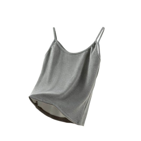 QSAWXQZ Women's Velvet Fleece Crew Neck Sleeveless Solid Tank Top Dark Gray 2XL
