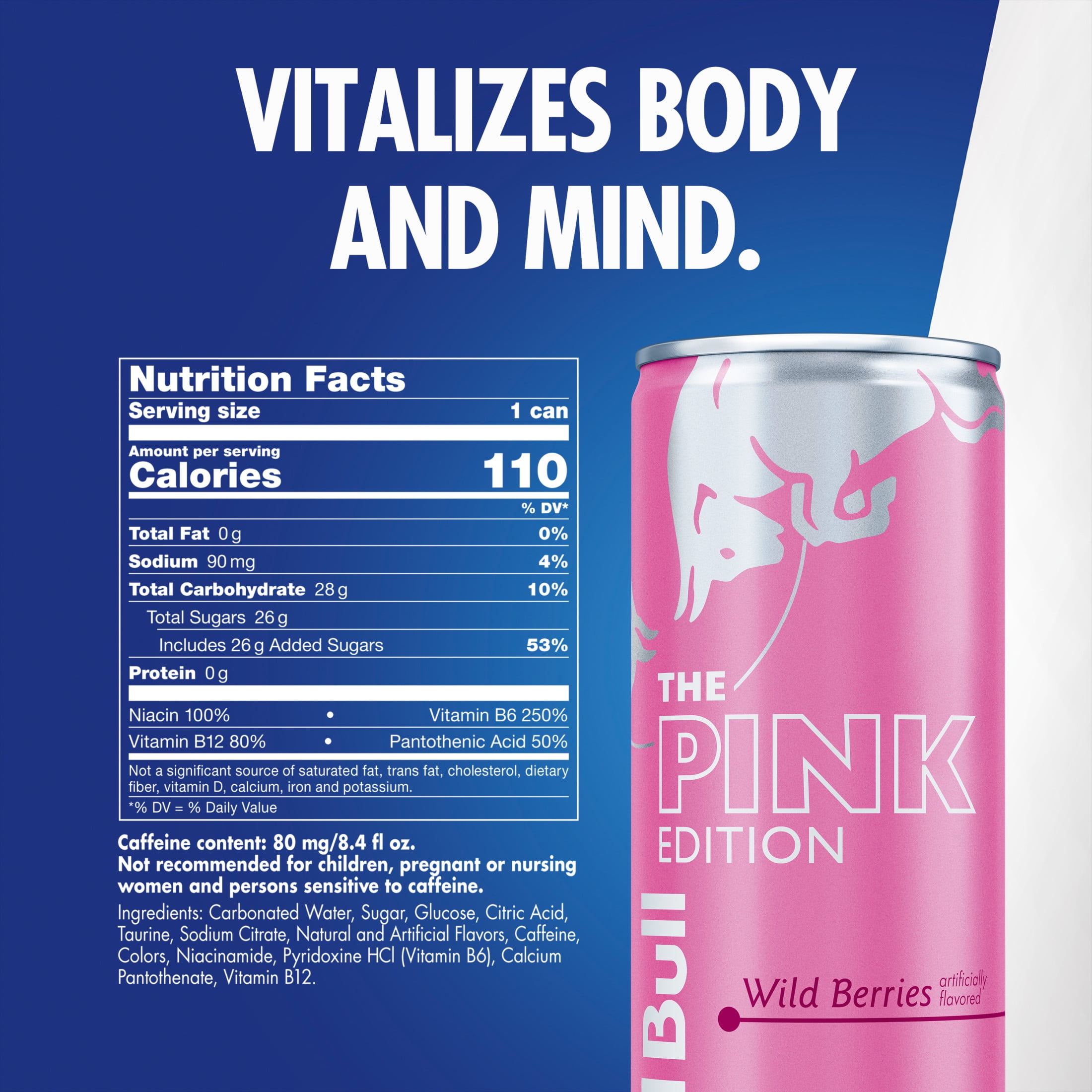 Red Bull Pink Edition Energy Drink, Wild Berries, 8.4 fl. oz., 6 x 4 Cans, Pack of 24 Cans