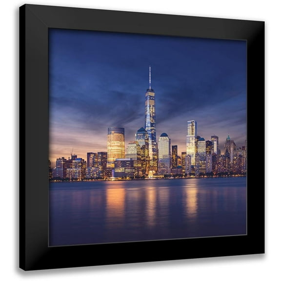Masik, Ilja| 12x12 Black Modern Framed Museum Art Print Titled - New York City-Manhattan Sunset
