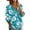 Multicolor, variant on Sunflower & Cherry Print Henley Tunic for Women - 3/4 Sleeve V-Neck Button Down Cottagecore Blouse, Loose Fit Casual Summer Top Orange L