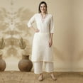 thumbnail image 4 of Globus Women Embroidered V-Neck Straight Kurta With Pants & Bandhani Dupatta Festive Set, 4 of 6