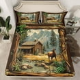 thumbnail image 2 of Feelyou Jungle Deer Moose Twin Sheet Sets, Farmhouse Cabin Twin Fitted Sheet, Vintage Rustic Theme Flat Sheet, Microfiber Bedroom Decor, 3pcs, 2 of 7