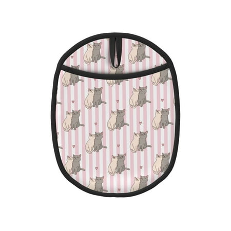 

Pofeuu Heart Cat Print Silicone Pot Mat Mitten With Hanging Loop Heat Resistant Oven Mitts Non-Slip Bbq Baking Smoking Potholders
