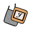thumbnail image 2 of Carolines Treasures CJ1033-YPTHD Letter Y Initial Monogram - Orange Polkadots Pair of Pot Holders, 7.5HX7.5W, multicolor, 2 of 2
