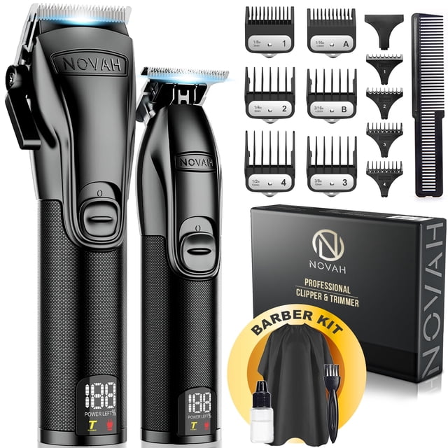 Novah® Cortapelos Profesionales para Hombres, Juego de Cortapelos y Recortadora de Peluquero Profesional, Cortapelos Inalámbricos para Hombre para Barberos Kit de Corte de Cabello Fade