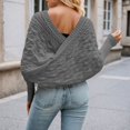 thumbnail image 3 of DuoJiaJ Women's Casual Knit Sweater Long Sleeve Batwing Pullover Loose Openwork Cardigan Wrap Shawl Top For Daily Wear Women's Lightweight Sweater Gray One Size, 3 of 5