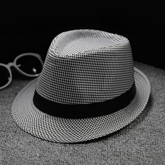 Holzkary Fedora Hat Wide Brim Summer Beach Sun Cap Panama Hat for Men Women Men and Women Retro Jazz Hat British Sun Hat Travel Sun Hat Black One Size